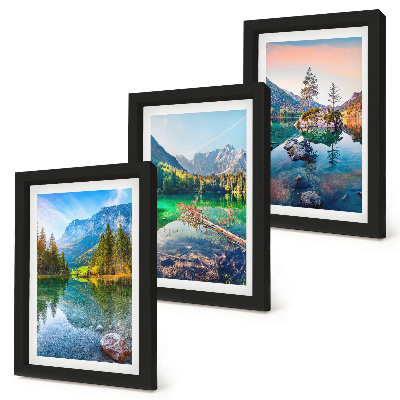 Photo frame wall Mountain lakes with water and surrounding natural landscapes