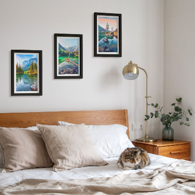 Photo frame wall Mountain lakes with water and surrounding natural landscapes