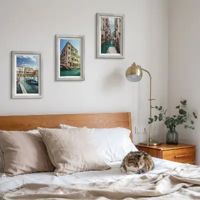 Views of Venice with canals and urban architecture framed triptych