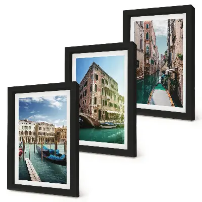 Views of Venice with canals and urban architecture framed triptych