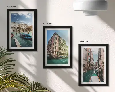 Views of Venice with canals and urban architecture framed triptych