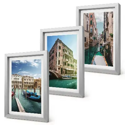 Views of Venice with canals and urban architecture framed triptych