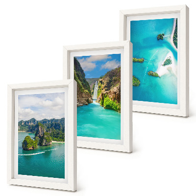 3-piece wall art set Tropical landscapes with islands and turquoise water