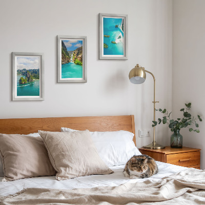 3-piece wall art set Tropical landscapes with islands and turquoise water