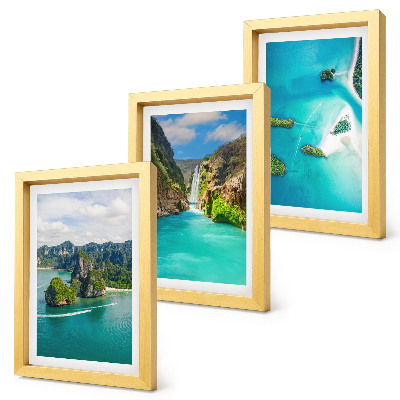 3-piece wall art set Tropical landscapes with islands and turquoise water
