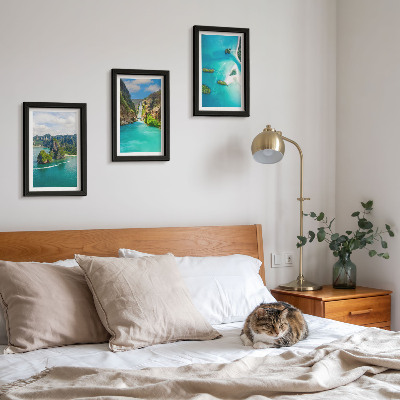 3-piece wall art set Tropical landscapes with islands and turquoise water