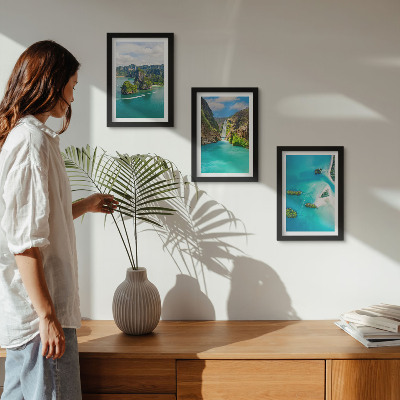 3-piece wall art set Tropical landscapes with islands and turquoise water