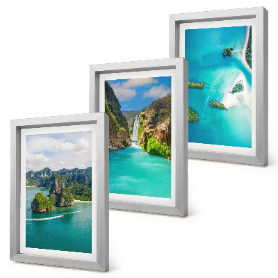 3-piece wall art set Tropical landscapes with islands and turquoise water