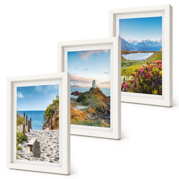 Photo frame wall View of the lighthouse beach, mountains and flowers