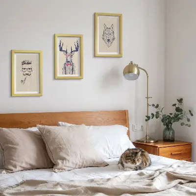 3-piece animal and man portrait wall art set stylish artistic prints