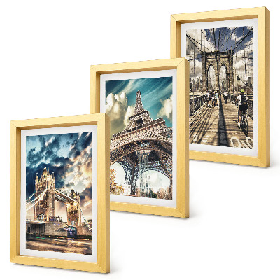 Framed triptych Bridges and towers in European cities