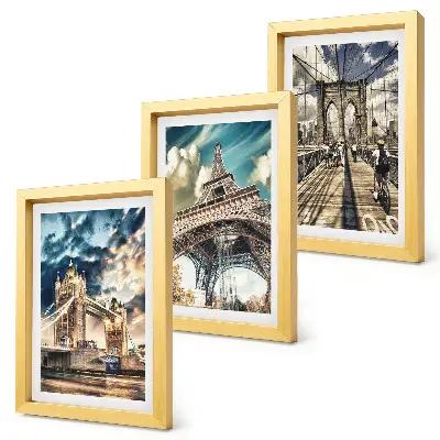 Bridges and towers in European cities framed triptych