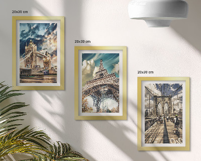 Framed triptych Bridges and towers in European cities