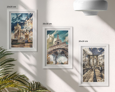 Framed triptych Bridges and towers in European cities