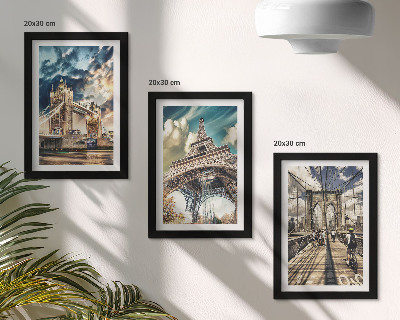 Framed triptych Bridges and towers in European cities
