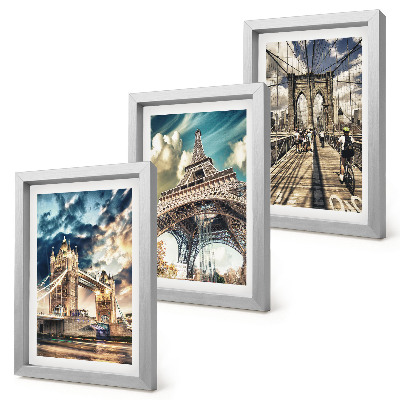 Framed triptych Bridges and towers in European cities