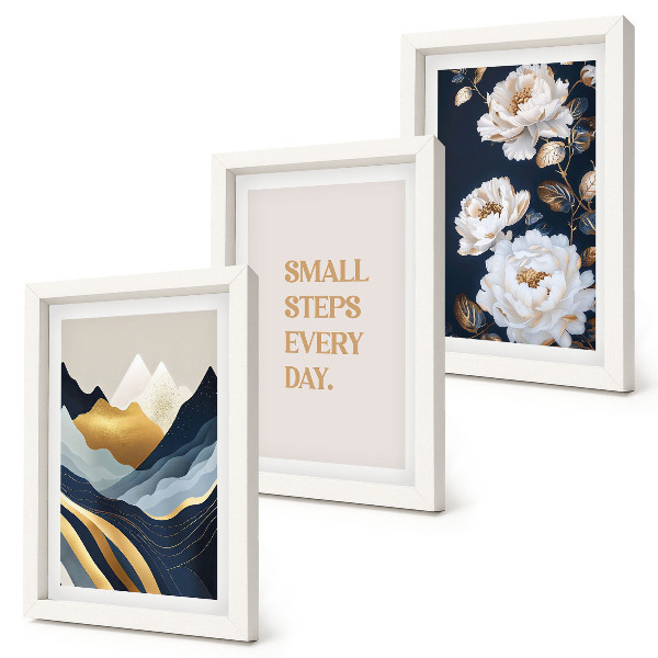 Photo frame wall Abstract mountains flowers and inspiring lettering