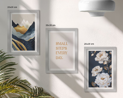 Photo frame wall Abstract mountains flowers and inspiring lettering