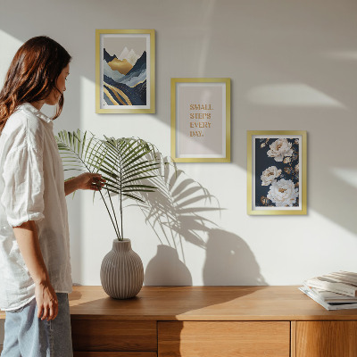 Photo frame wall Abstract mountains flowers and inspiring lettering