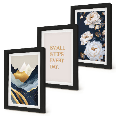 Photo frame wall Abstract mountains flowers and inspiring lettering