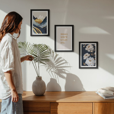 Photo frame wall Abstract mountains flowers and inspiring lettering