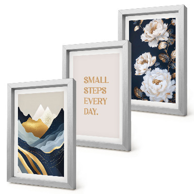 Photo frame wall Abstract mountains flowers and inspiring lettering