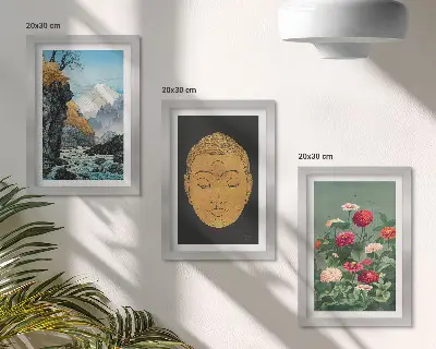 3-piece wall art set featuring japanese nature and culture in japandi style