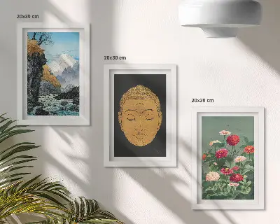 3-piece wall art set featuring japanese nature and culture in japandi style
