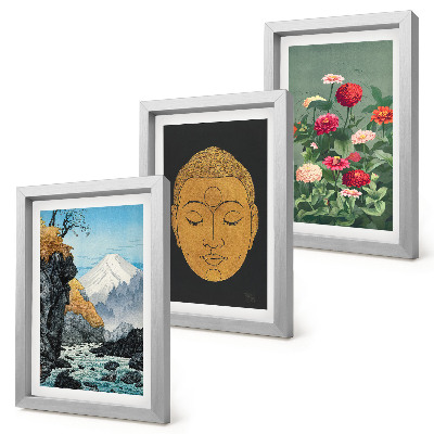 3-piece wall art set Japanese nature and culture japandi style