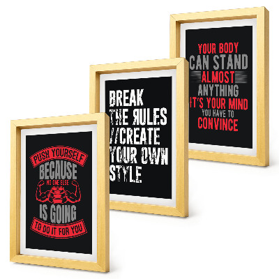 3-piece wall art set Motivation for training and self-development slogans