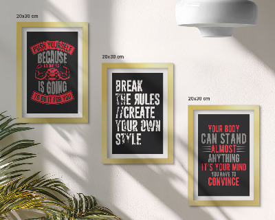 3-piece wall art set Motivation for training and self-development slogans