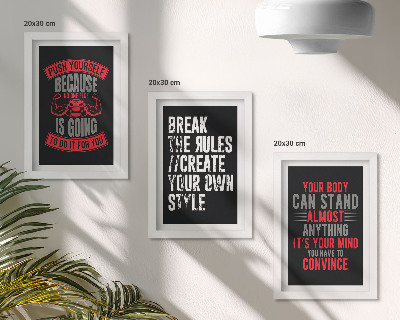 3-piece wall art set Motivation for training and self-development slogans