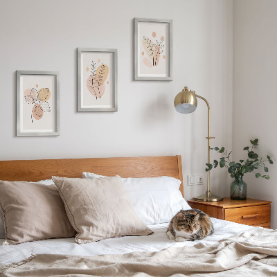 3-piece wall art set Minimalist plant drawings in pastel colors