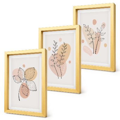 3-piece wall art set Minimalist plant drawings in pastel colors