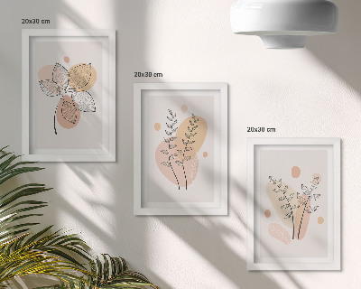 3-piece wall art set Minimalist plant drawings in pastel colors