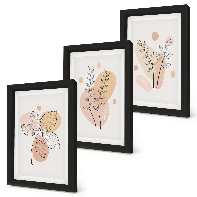 3-piece wall art set Minimalist plant drawings in pastel colors