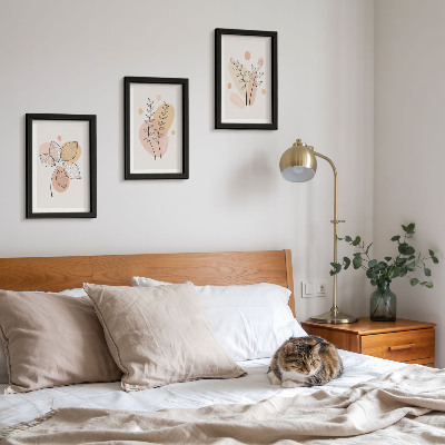 3-piece wall art set Minimalist plant drawings in pastel colors