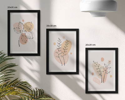 3-piece wall art set Minimalist plant drawings in pastel colors