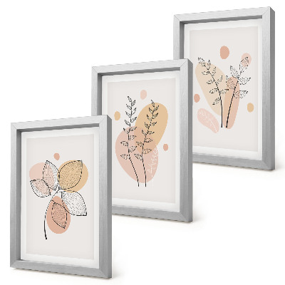 3-piece wall art set Minimalist plant drawings in pastel colors