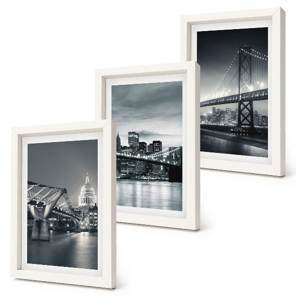 Photo frame wall Bridges and city architecture in shades of gray