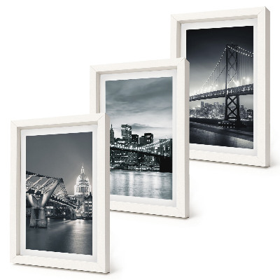 Photo frame wall Bridges and city architecture in shades of gray