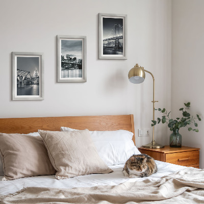 Photo frame wall Bridges and city architecture in shades of gray