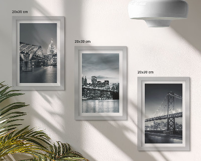 Photo frame wall Bridges and city architecture in shades of gray