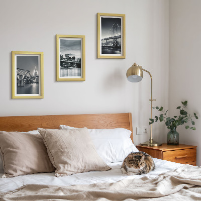 Photo frame wall Bridges and city architecture in shades of gray