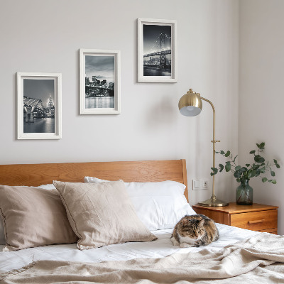 Photo frame wall Bridges and city architecture in shades of gray