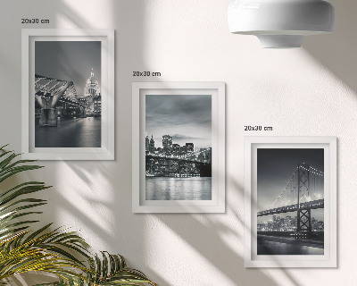 Photo frame wall Bridges and city architecture in shades of gray