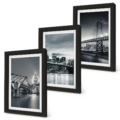 Photo frame wall Bridges and city architecture in shades of gray