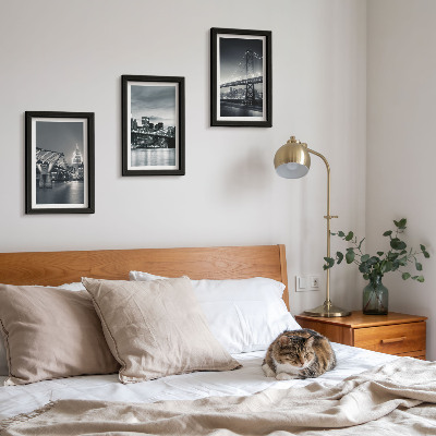 Photo frame wall Bridges and city architecture in shades of gray