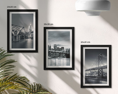 Photo frame wall Bridges and city architecture in shades of gray