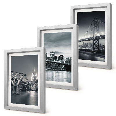 Photo frame wall Bridges and city architecture in shades of gray